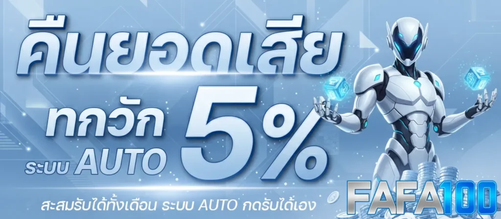 โปรโมชั่น FAFA100 สล็อตออนไลน์ แจกเครดิตฟรี โบนัสต้อนรับ 100%